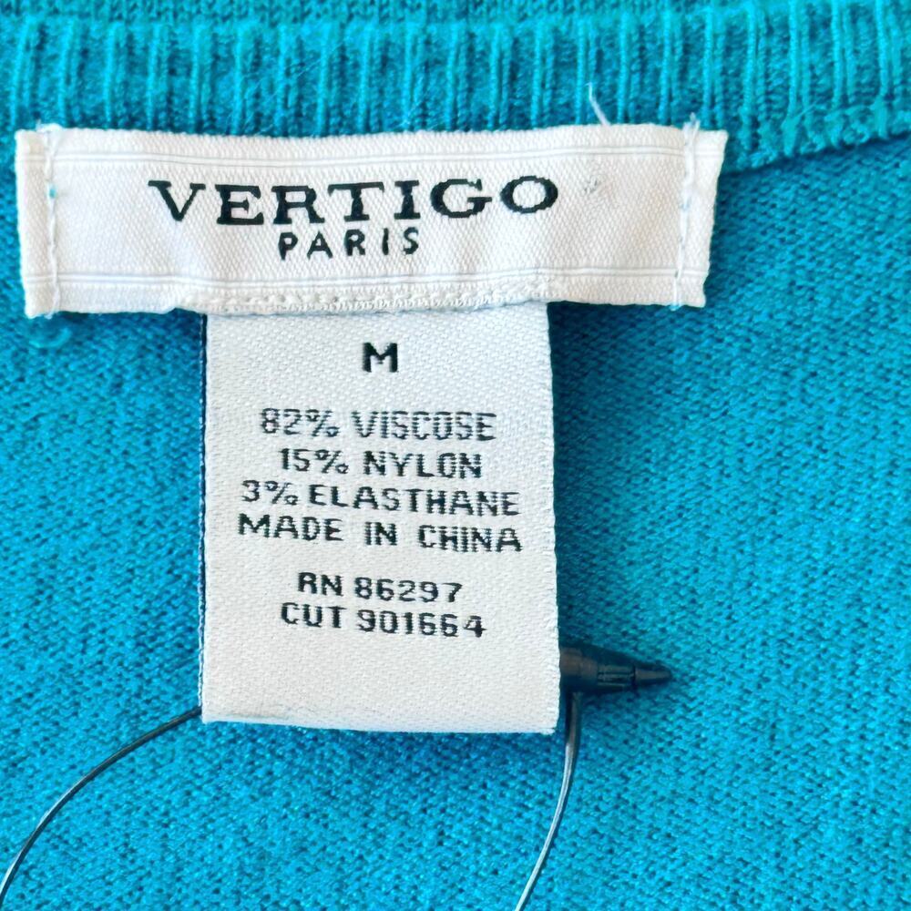 New VERTIGO PARIS Teal‎ Knit Sweater Midi Dress Long Sleeve Women's Sz M - Picture 7 of 14